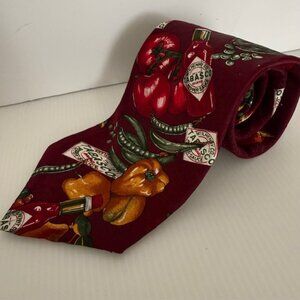 Vintage Tabasco Peppers Necktie 100% Silk Made in USA 56 Inches